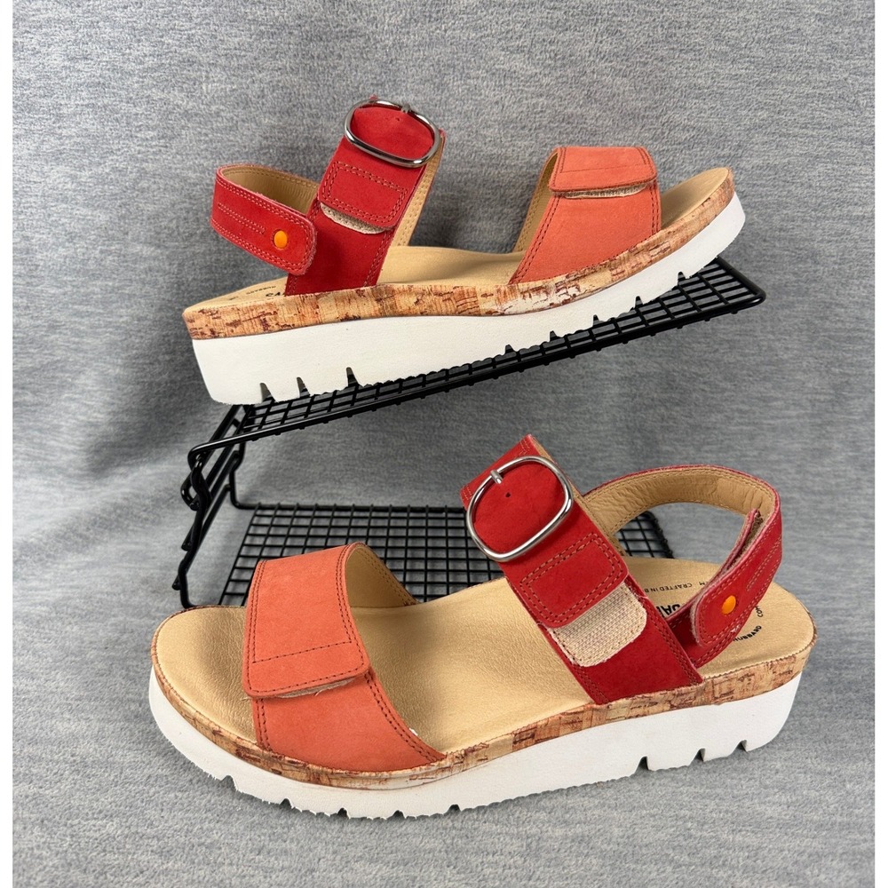 Samuel Hubbard Portola Two Strap Sandals Womens 9W Coral Nubuck Platform Sandals